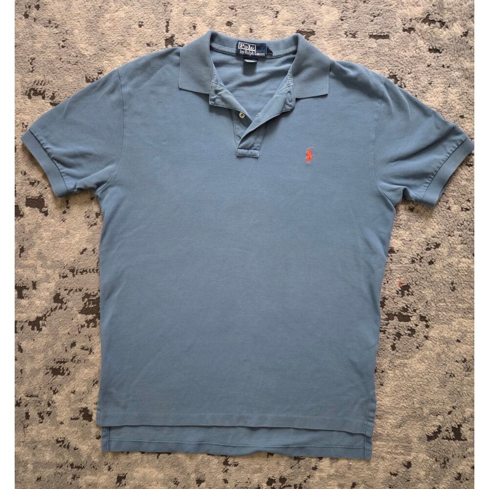 Ralph Lauren Classic Blue Polo Shirt Men Med Collegiate Tennis Achedemia Preppy